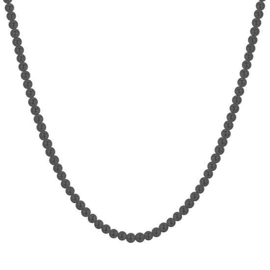 STEEL MEN'S NECKLACE WITH BLACK PEARLS