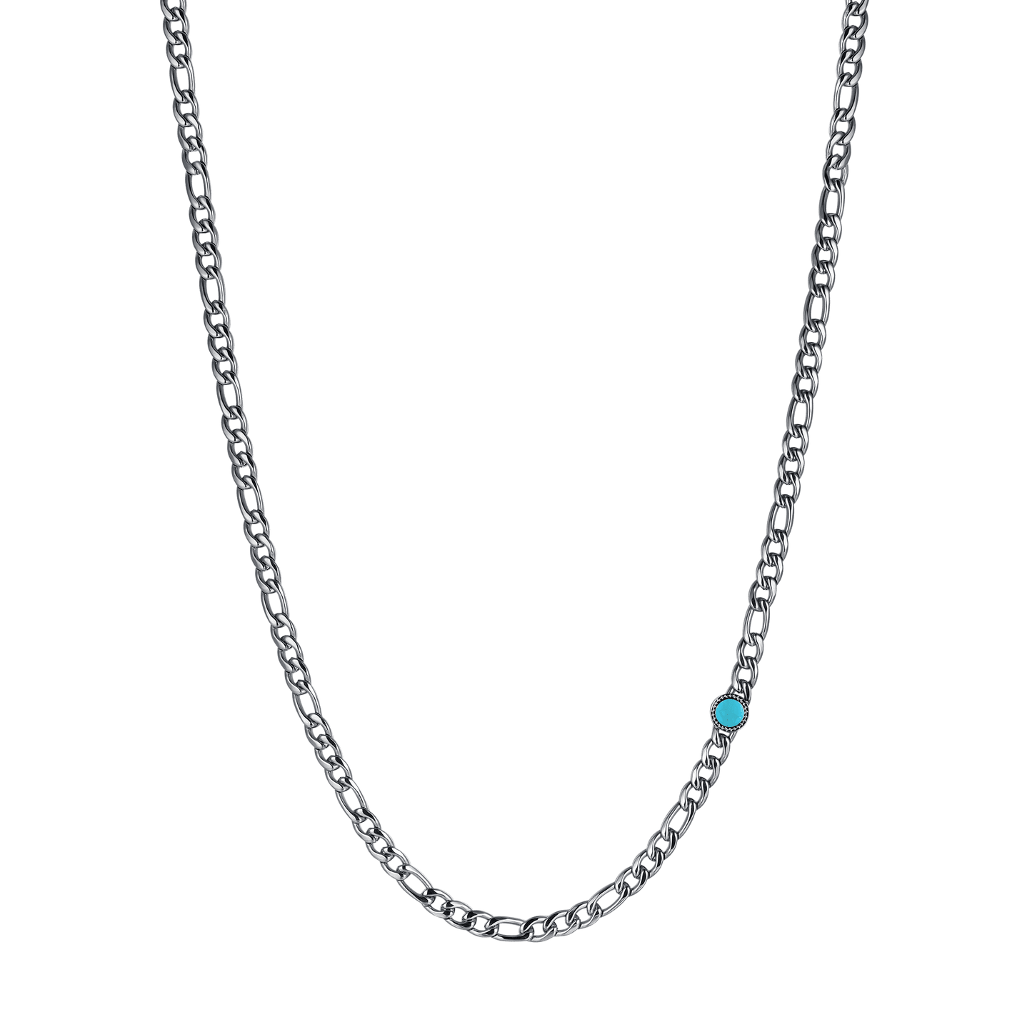 STEEL MEN'S NECKLACE WITH TURQUOISE STONE