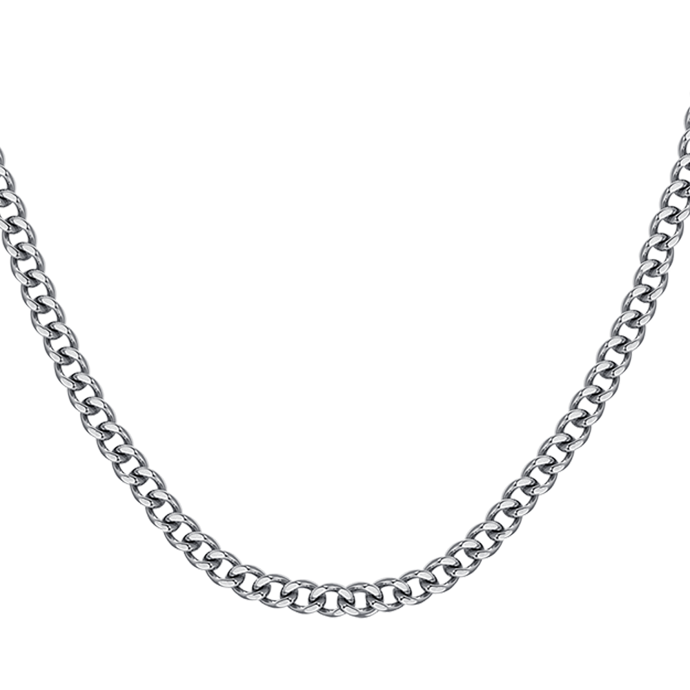 MEN'S STEEL ELEMENT NECKLACE WITH BLACK CRYSTALS