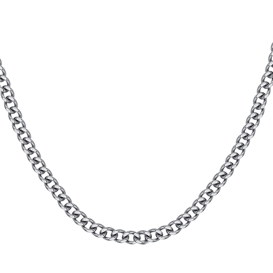 MEN'S STEEL ELEMENT NECKLACE WITH BLACK CRYSTALS