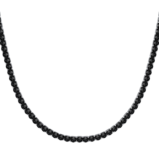 Upload image to Gallery Men's TENNIS NECKLACE IN STEEL WITH BLACK CRYSTALS
