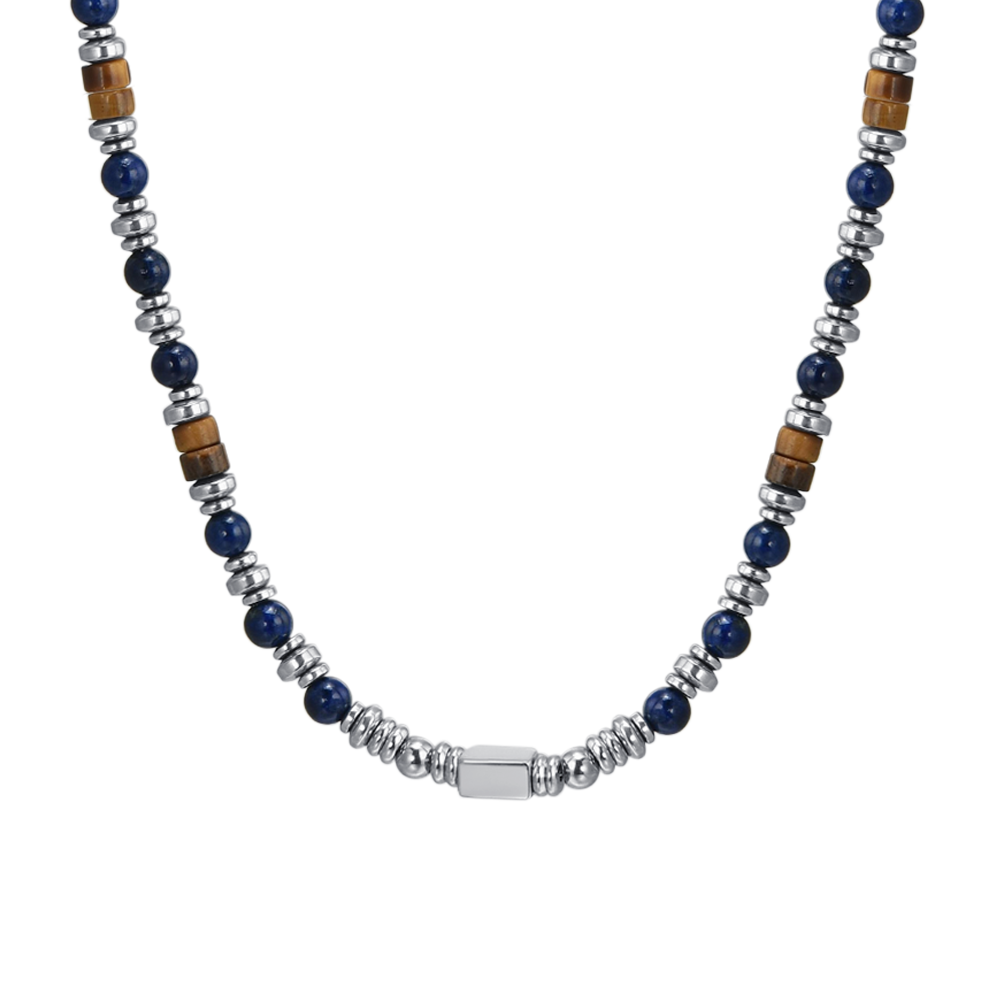 COLLANA UOMO IN ACCIAIO CON PIETRA LAPIS Luca Barra