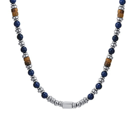 COLLANA UOMO IN ACCIAIO CON PIETRA LAPIS Luca Barra