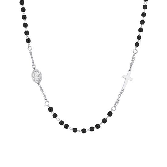 COLLANA UOMO ROSARIO IN ACCIAIO NERO
