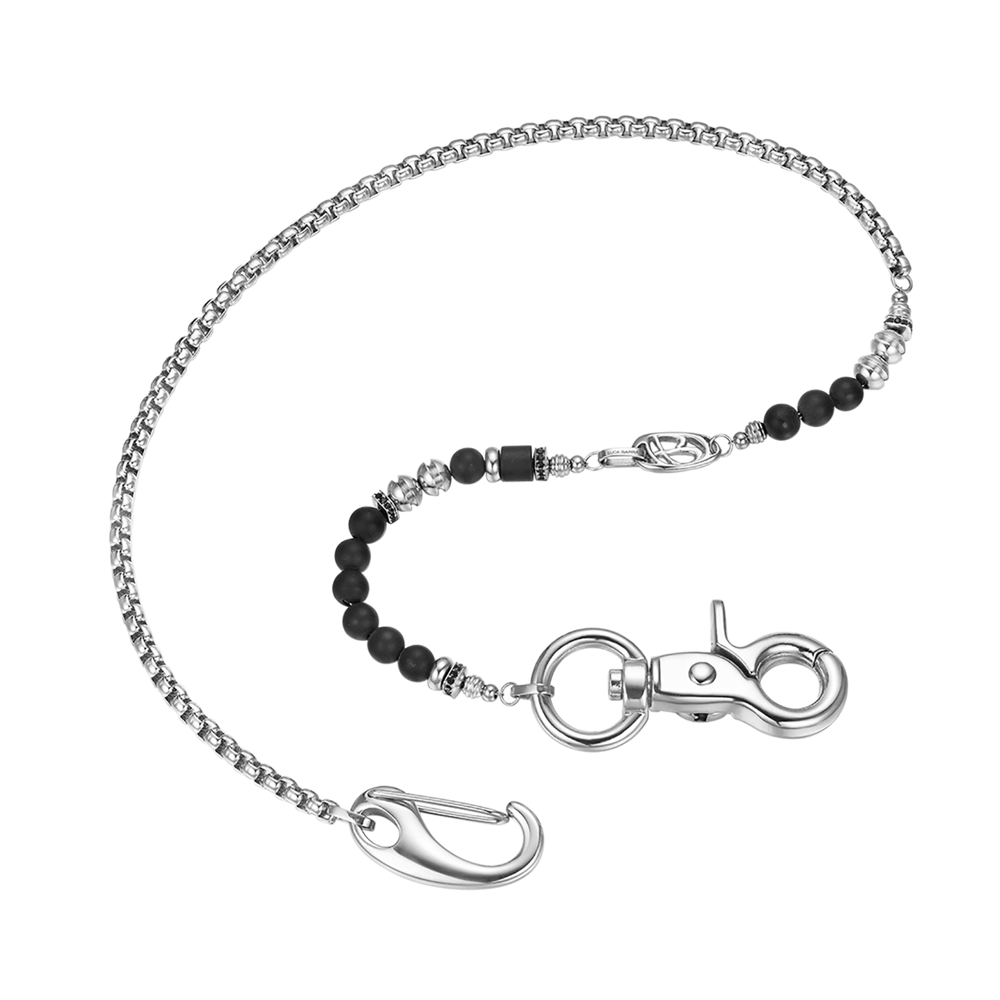STEEL CHAIN FOR PANTS WITH ONYX AND BLACK CRYSTALS Luca Barra