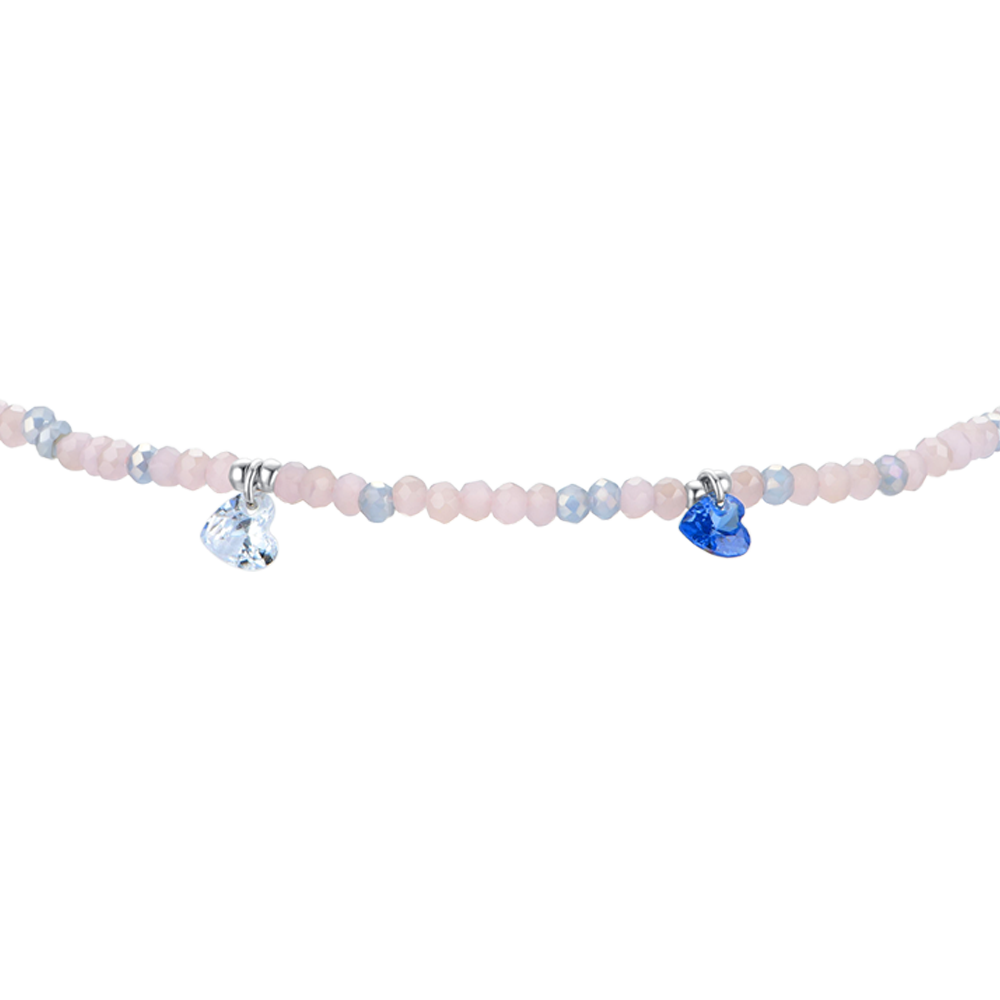 WOMEN'S STEEL ANKLET PINK STONES AND MULTICOLOR CRYSTALS