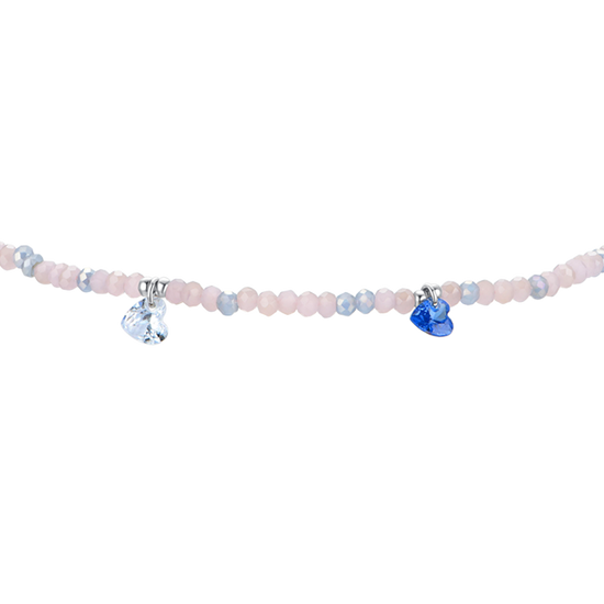 WOMEN'S STEEL ANKLET PINK STONES AND MULTICOLOR CRYSTALS