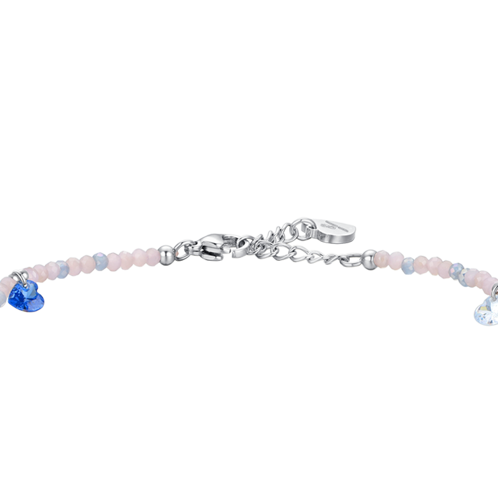WOMEN'S STEEL ANKLET PINK STONES AND MULTICOLOR CRYSTALS