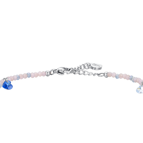 WOMEN'S STEEL ANKLET PINK STONES AND MULTICOLOR CRYSTALS