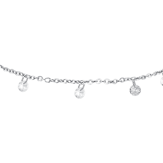 WHITE CUBIC ZIRCONIA STEEL WOMEN'S ANKLET