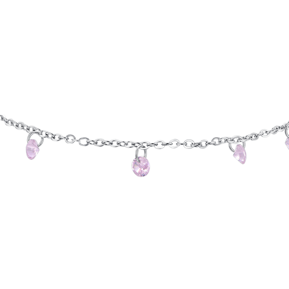 PINK ZIRCONIA STEEL WOMEN'S ANKLET