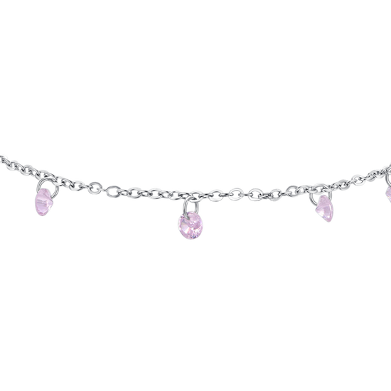 PINK ZIRCONIA STEEL WOMEN'S ANKLET