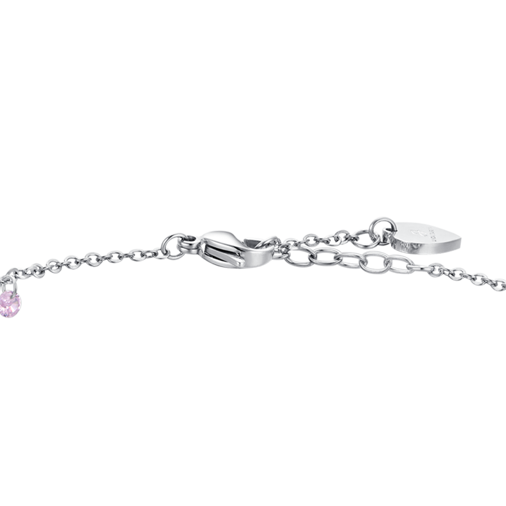 PINK ZIRCONIA STEEL WOMEN'S ANKLET