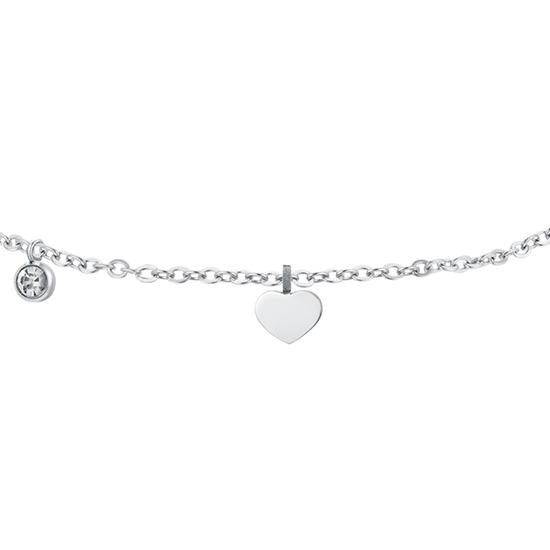 WOMEN'S ANKLET IN STEEL ZIRCON AND HEARTS
