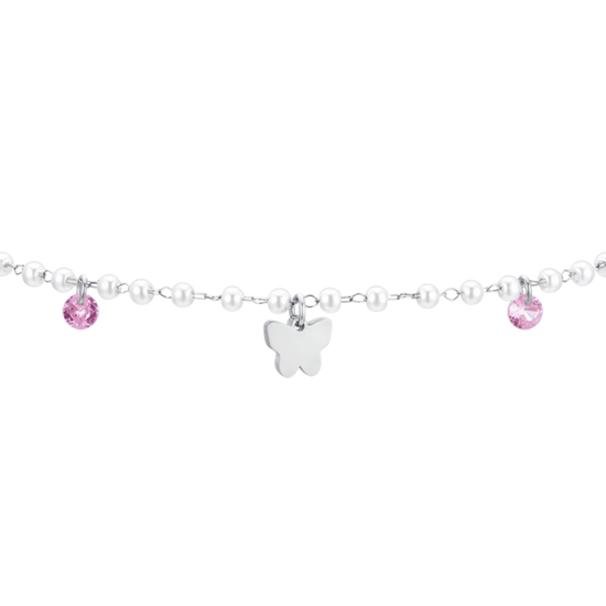 Upload image to Gallery WOMEN'S ANKLE STUDS IN STEEL PEARLS AND BUTTERFLAGES
