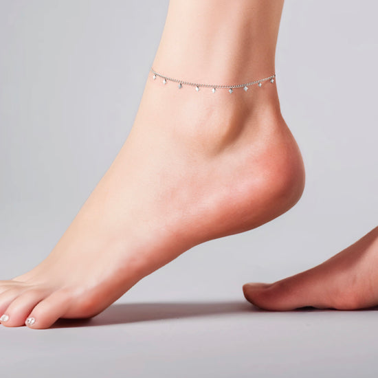 WOMEN'S STEEL ANKLET WITH DIAMONDS