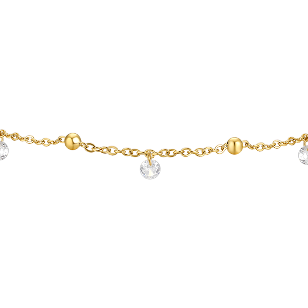 CAVIGLIERA DONNA IN ACCIAIO IP GOLD CON ZIRCONI BIANCHI