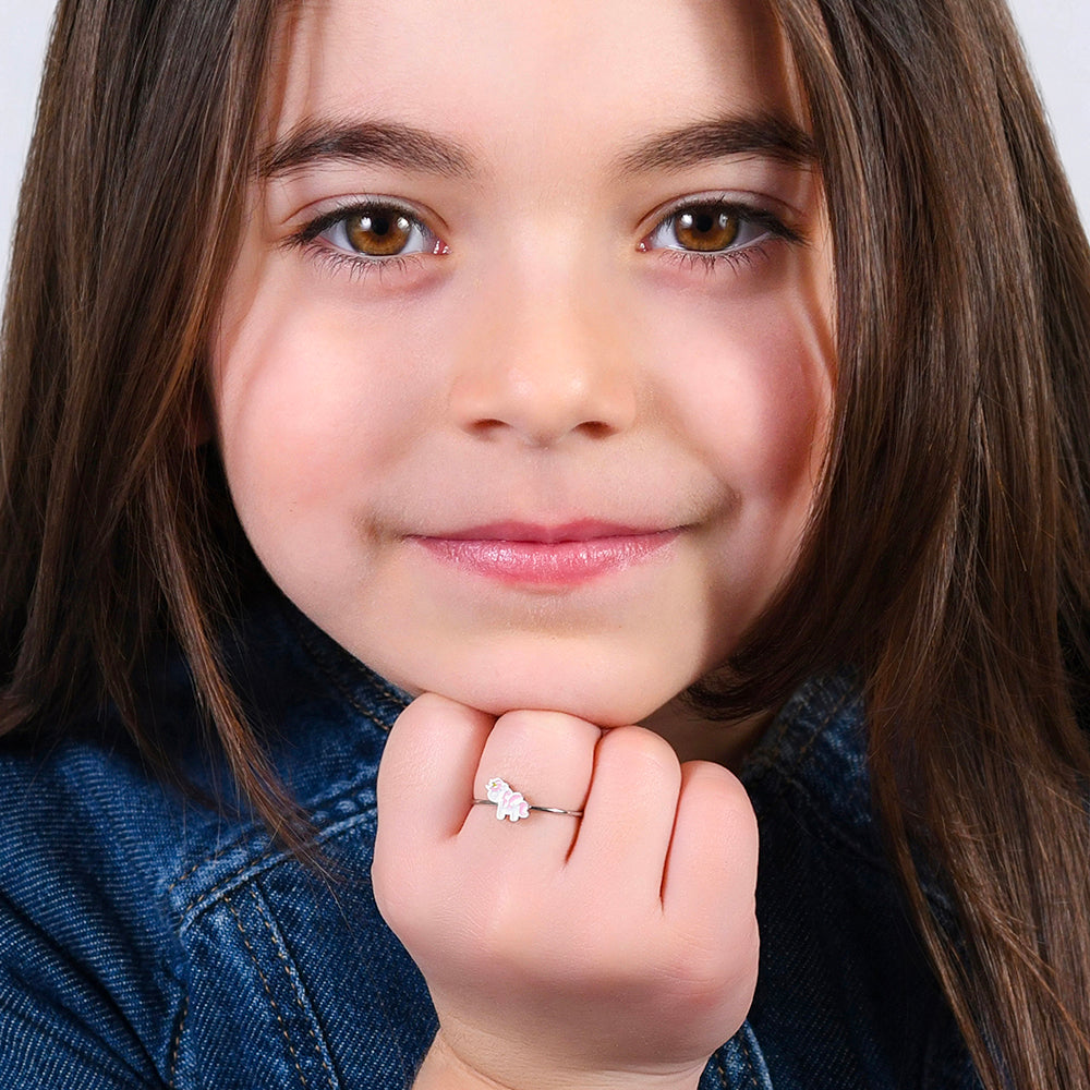 STEEL GIRL RING WITH UNICORN
