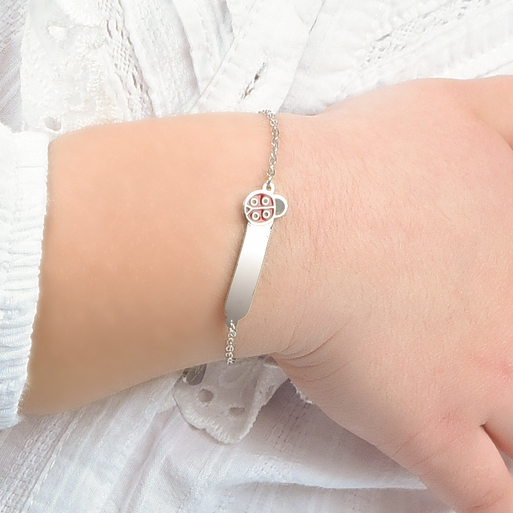 PERSONALIZABLE CHILD'S BRACELET IN STEEL WITH COCCINELLA Luca Barra