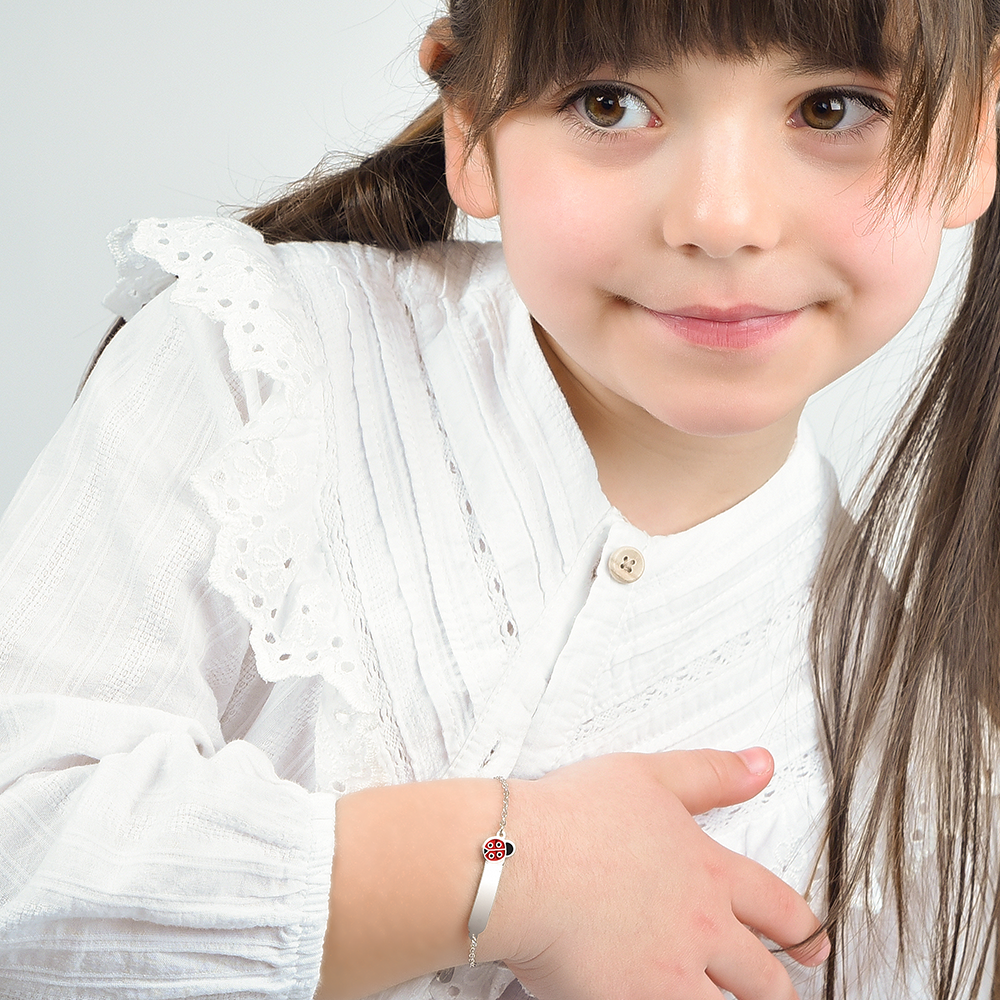 GIRL STEEL CUSTOMIZABLE BRACELET WITH LADYBUG