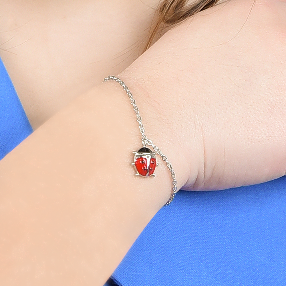 CHILD'S BRACELET IN STEEL WITH COCCINELLA Luca Barra