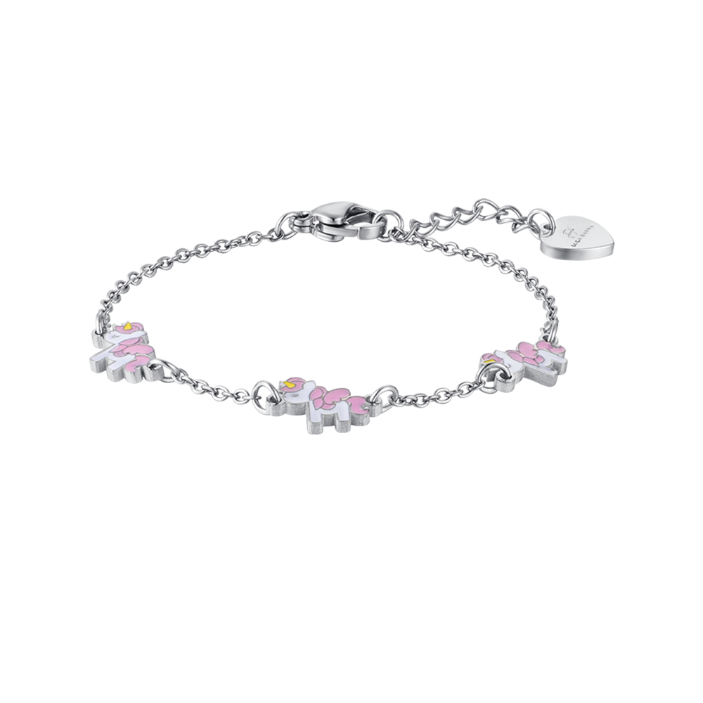 BRACCIALE BAMBINA IN ACCIAIO CON UNICORNI Luca Barra