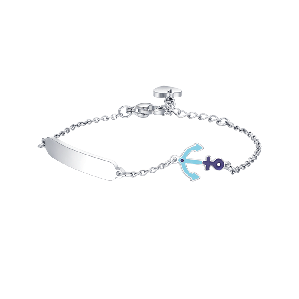 CHILD'S BRACELET IN STEEL WITH BLUE ANCHOR Luca Barra