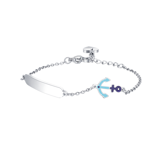 CHILD'S BRACELET IN STEEL WITH BLUE ANCHOR Luca Barra