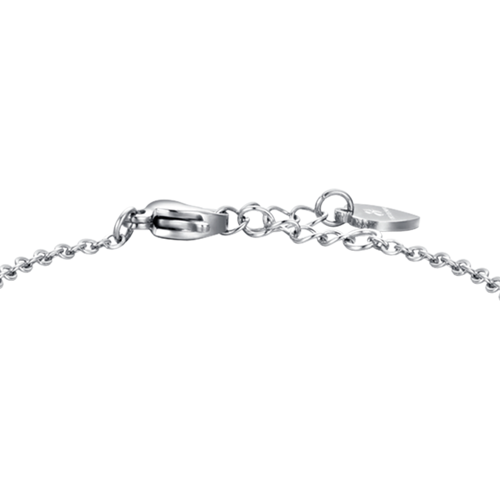 STEEL GIRL BRACELET WITH BUTTERFLY AND PINK CRYSTALS