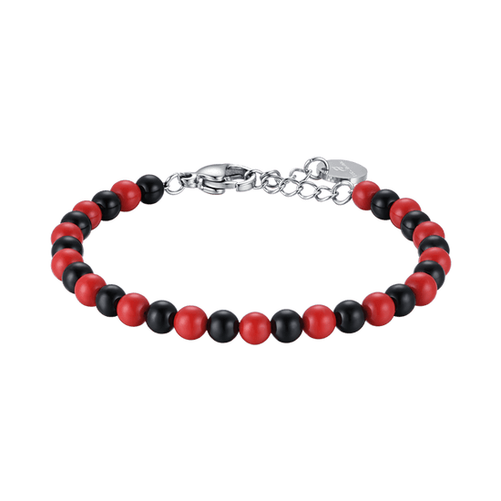 CHILD'S BRACELET IN STEEL WITH RED AND BLACK STONES Luca Barra