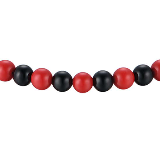 CHILD'S BRACELET IN STEEL WITH RED AND BLACK STONES Luca Barra