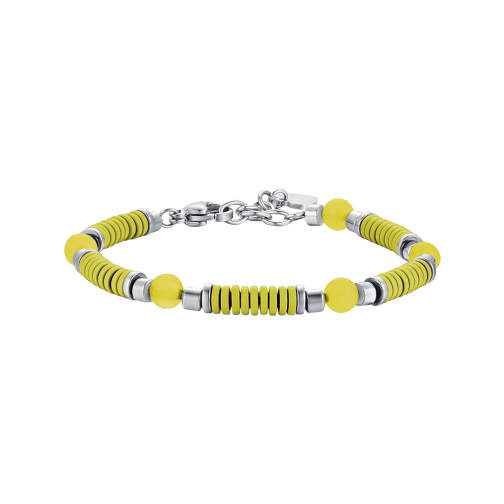 CHILD'S BRACELET IN STEEL WITH YELLOW STONES AND ELEMENTS WITH YELLOW ENAMEL Luca Barra