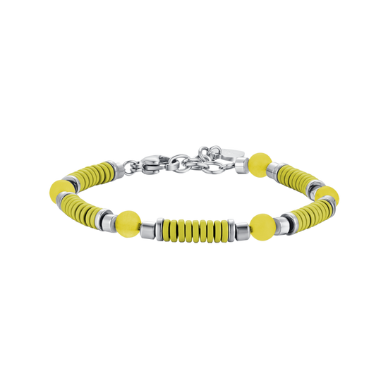 CHILD'S BRACELET IN STEEL WITH YELLOW STONES AND ELEMENTS WITH YELLOW ENAMEL Luca Barra