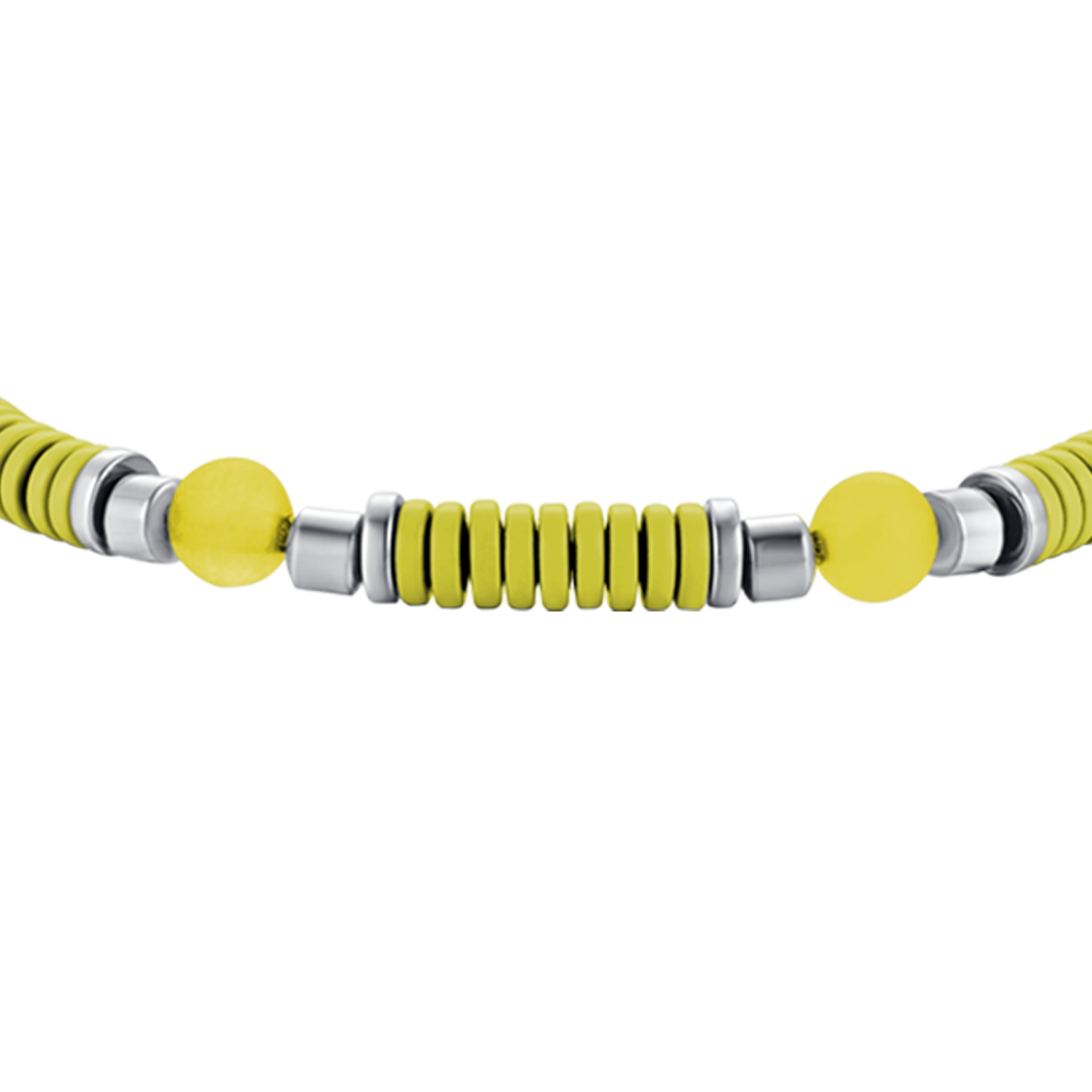 CHILD'S BRACELET IN STEEL WITH YELLOW STONES AND ELEMENTS WITH YELLOW ENAMEL Luca Barra