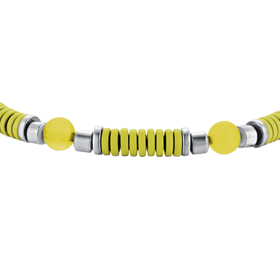CHILD'S BRACELET IN STEEL WITH YELLOW STONES AND ELEMENTS WITH YELLOW ENAMEL Luca Barra