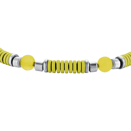 STEEL GIRL BRACELET WITH YELLOW STONES AND YELLOW ENAMEL ELEMENTS