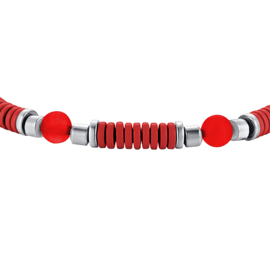 CHILD'S BRACELET IN STEEL WITH RED STONES AND ELEMENTS WITH RED ENAMEL Luca Barra