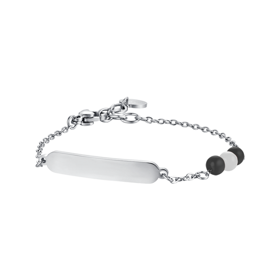 CHILD'S BRACELET IN STEEL WITH WHITE AND BLACK STONES Luca Barra