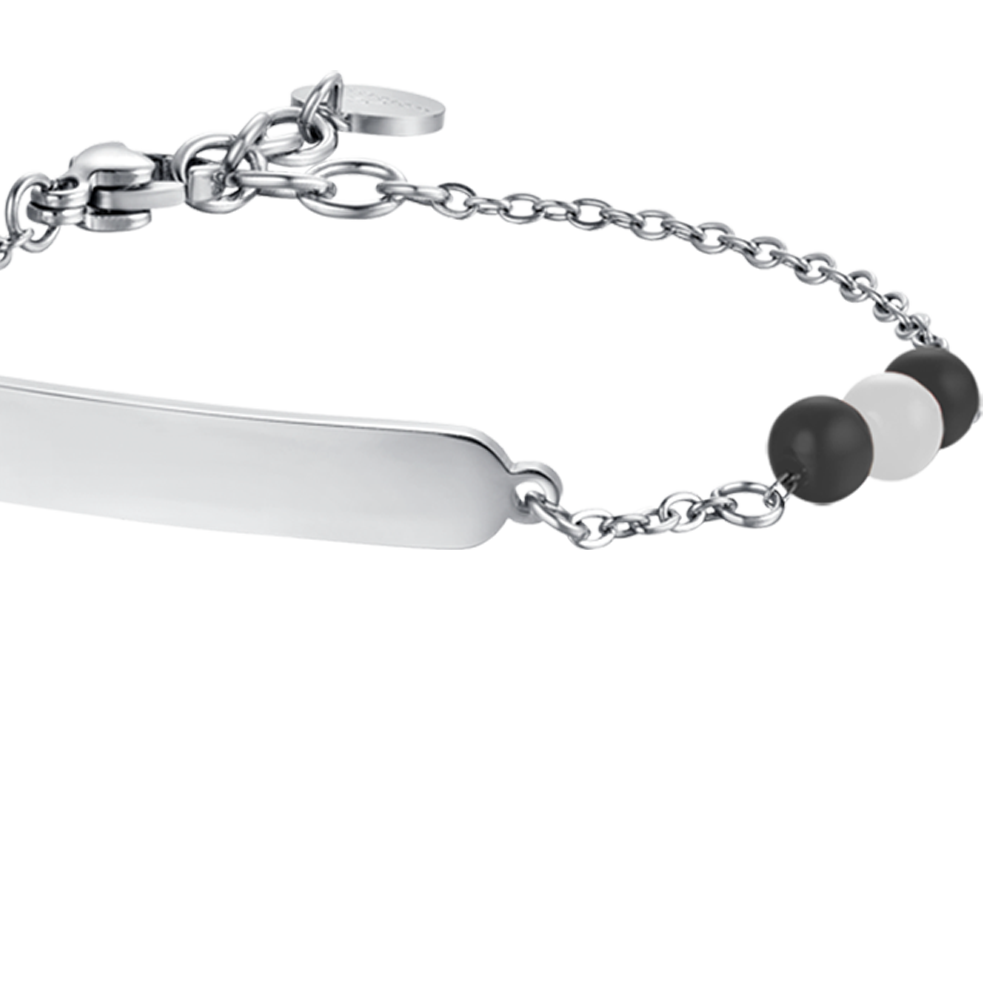 CHILD'S BRACELET IN STEEL WITH WHITE AND BLACK STONES Luca Barra