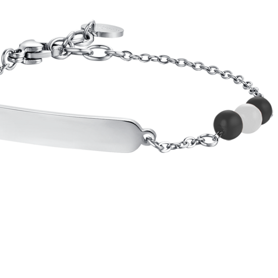 CHILD'S BRACELET IN STEEL WITH WHITE AND BLACK STONES Luca Barra