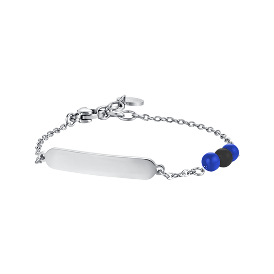 CHILD'S BRACELET IN STEEL WITH BLUE AND BLACK STONES Luca Barra