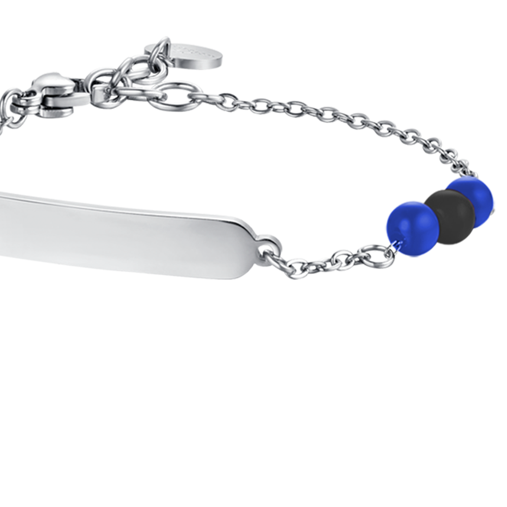 CHILD'S BRACELET IN STEEL WITH BLUE AND BLACK STONES Luca Barra