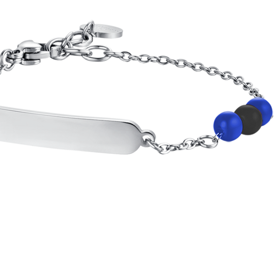 CHILD'S BRACELET IN STEEL WITH BLUE AND BLACK STONES Luca Barra