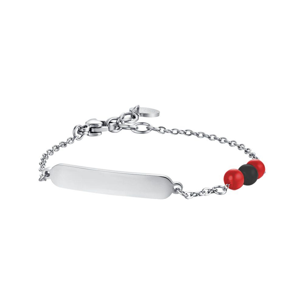 CHILD'S BRACELET IN STEEL WITH RED AND BLACK STONES Luca Barra