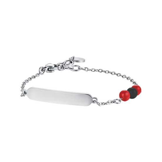 CHILD'S BRACELET IN STEEL WITH RED AND BLACK STONES Luca Barra