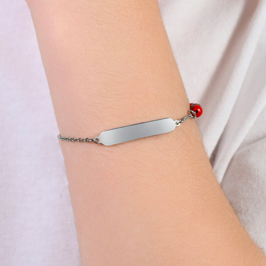 CHILD'S BRACELET IN STEEL WITH RED AND BLACK STONES Luca Barra