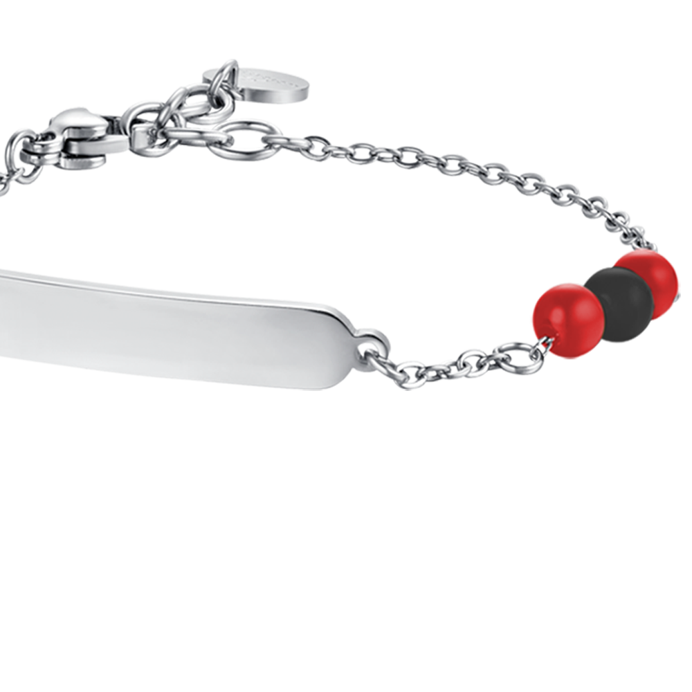 CHILD'S BRACELET IN STEEL WITH RED AND BLACK STONES Luca Barra