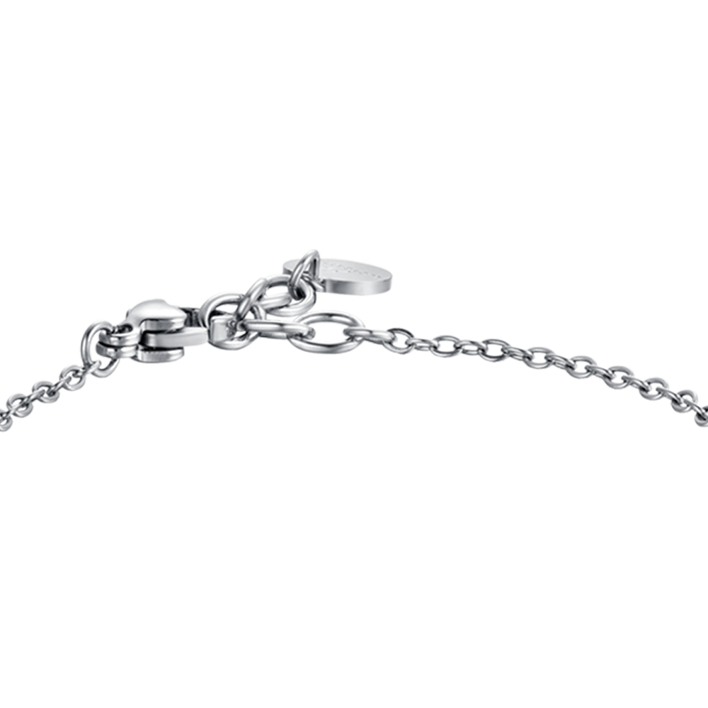 STEEL BABY BRACELET WITH RED AND BLACK STONES