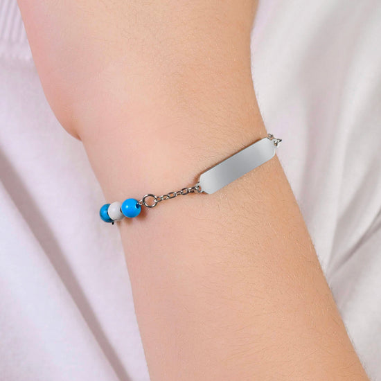 CHILD'S BRACELET IN STEEL WITH BLUE AND WHITE STONES Luca Barra