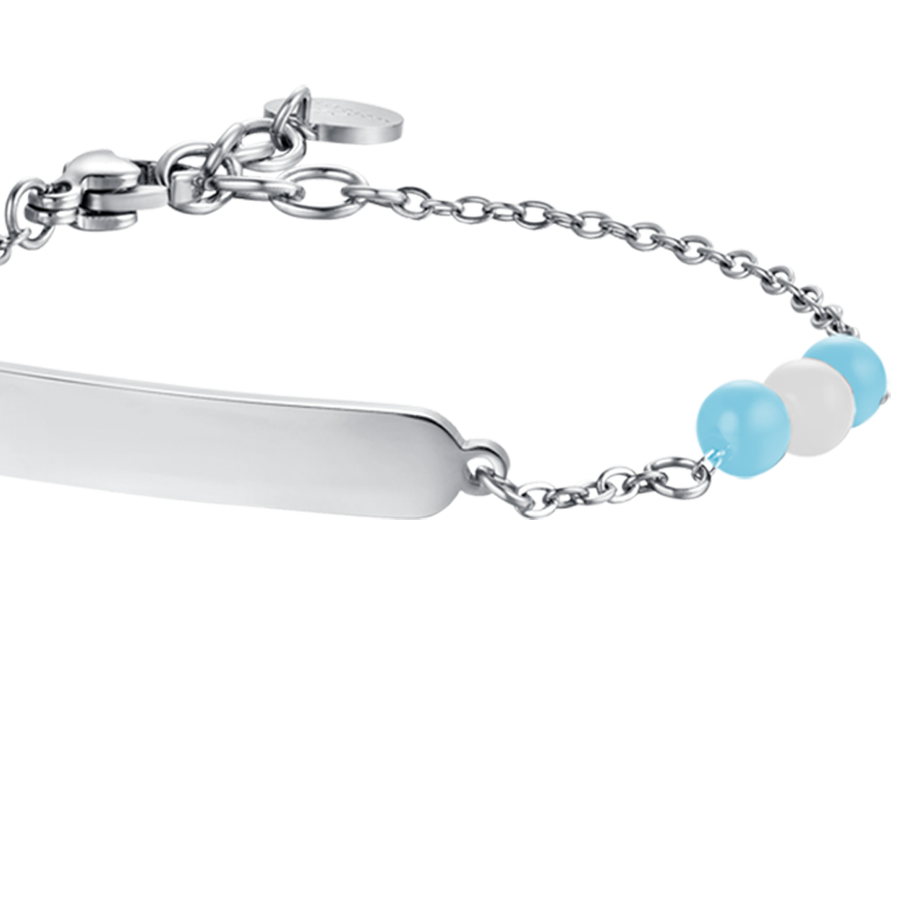 CHILD'S BRACELET IN STEEL WITH BLUE AND WHITE STONES Luca Barra